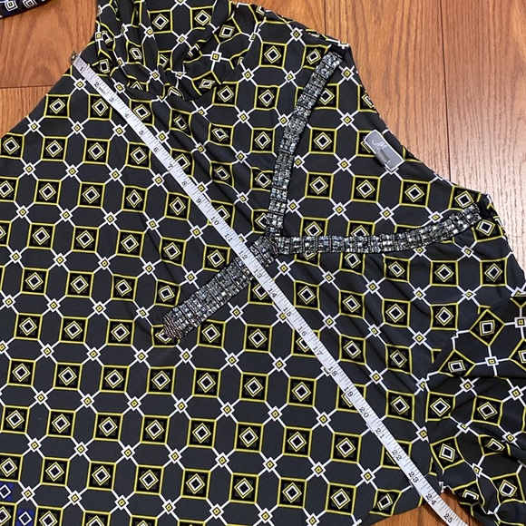 JM Collection woman’s bling front V neck 3/4 sleeve beaded top blouse tunic - Picture 8 of 13